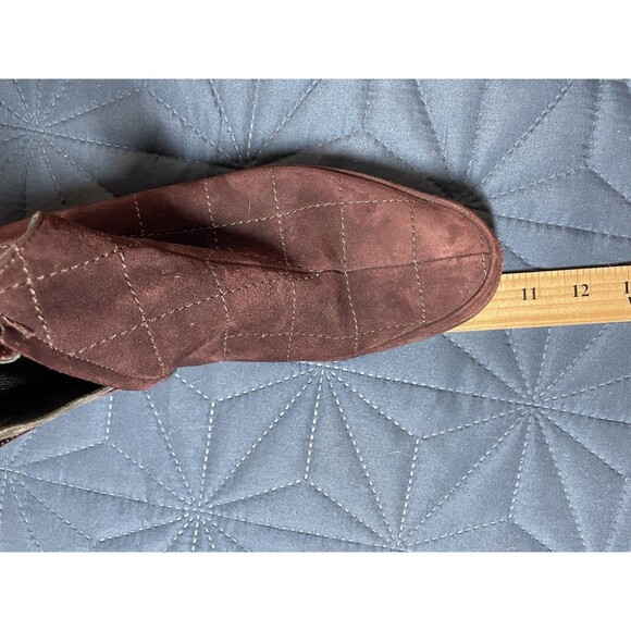Stephane Kelian Paris Burgundy Suede Quilted Wedge Bootie Womens Size 7 - Picture 16 of 16